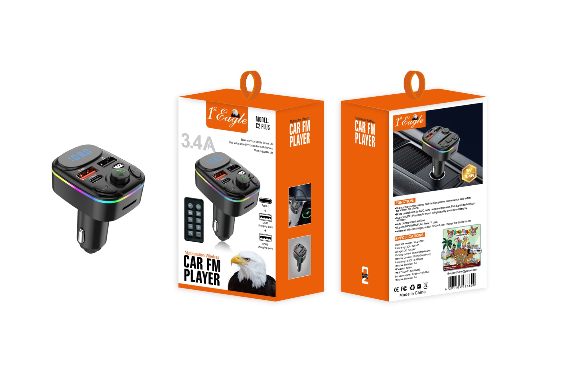 C2 Plus Car MP3 Player  With Type C Port and Remote