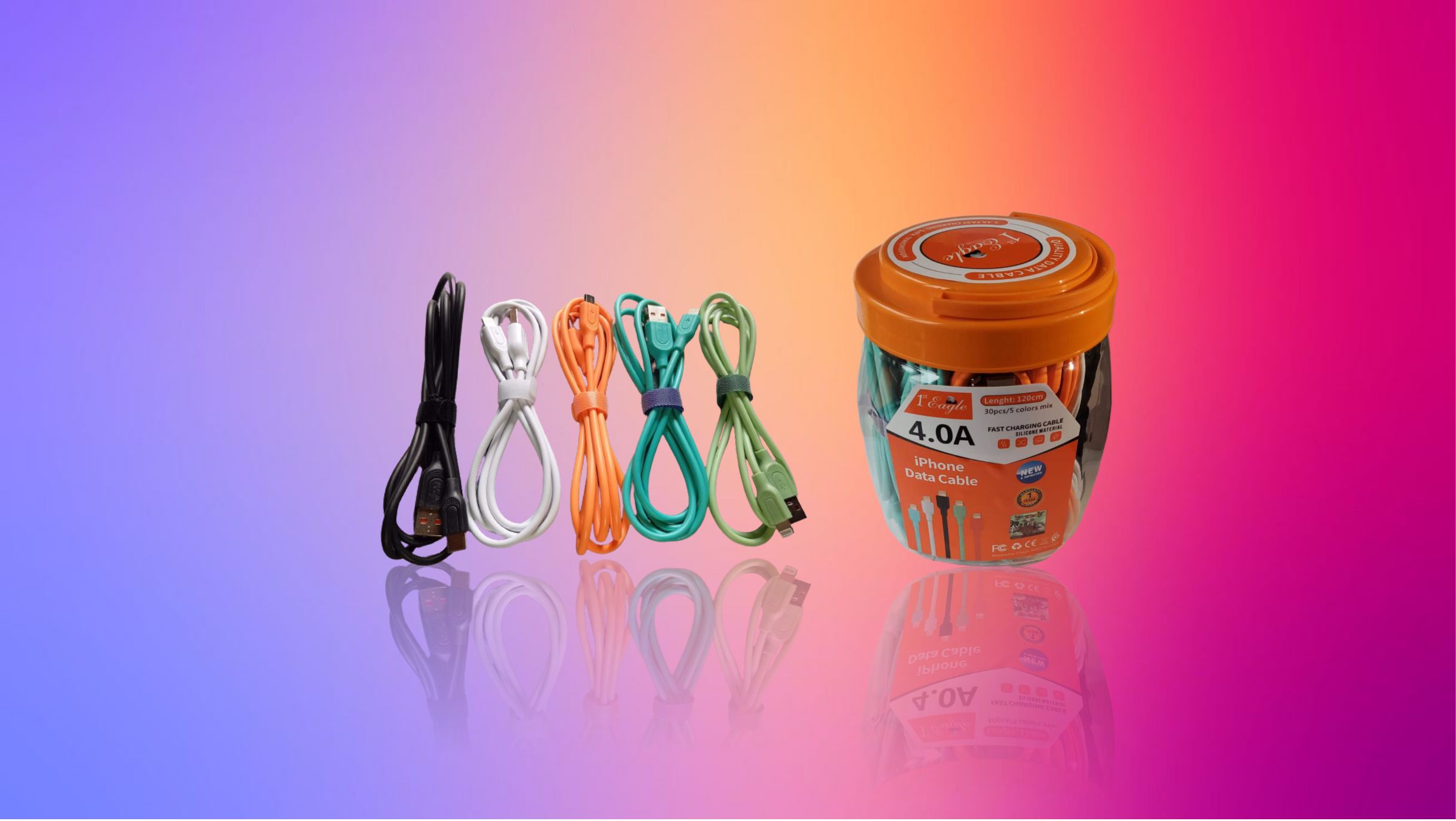 3.0  Micro Fast Charge Flat Data Cable(30Pcs In a Jar)